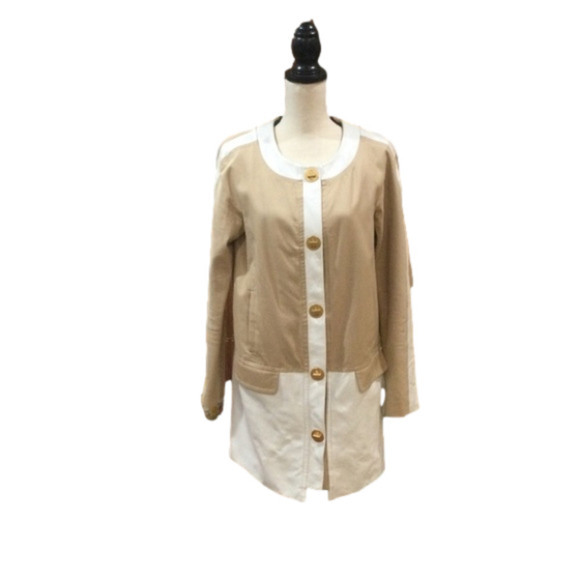 𝅺Anthropologie Leifsdottir Cotton Twill and Leather Coat, Size 8 - Picture 2 of 11